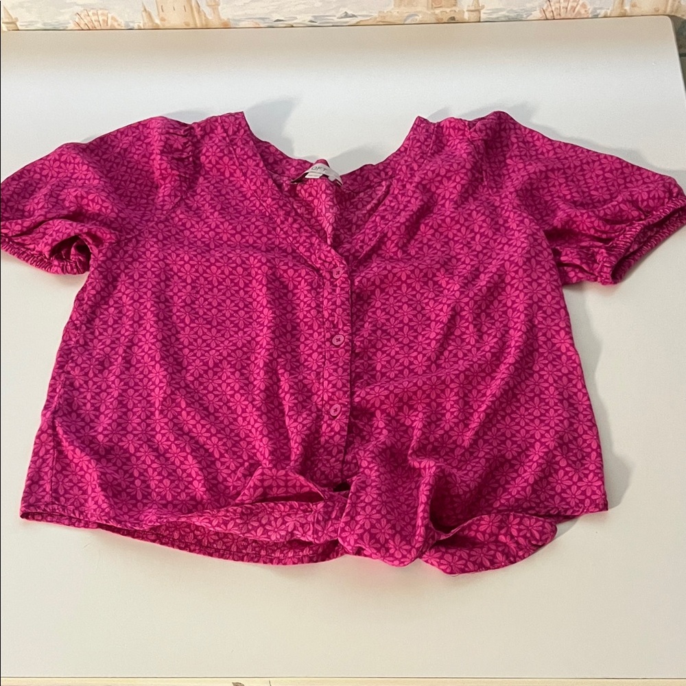 Loft Pink Floral Patterned Women's Top Petite Small